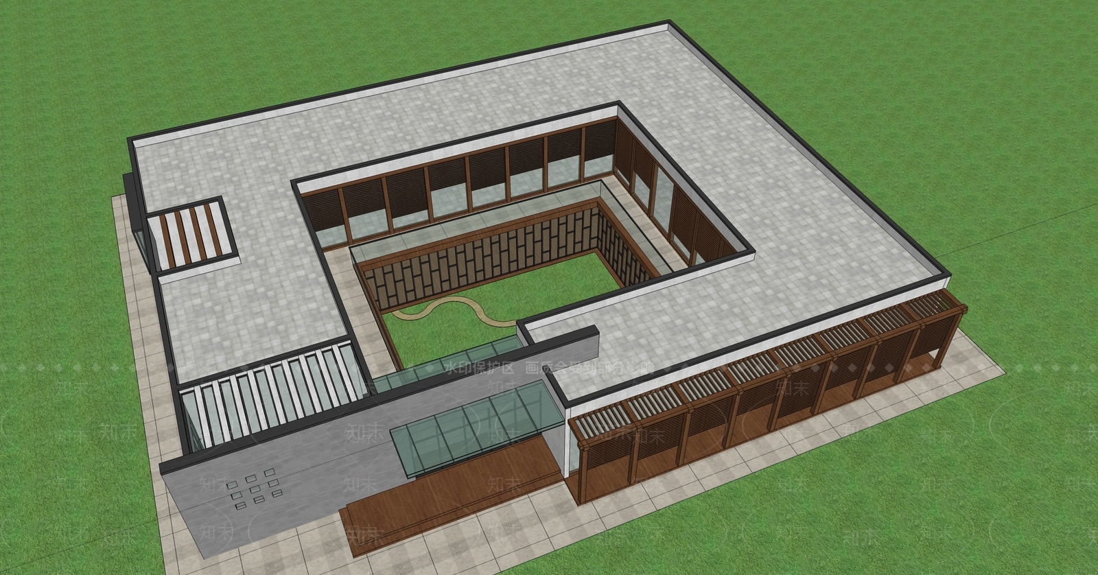 现代售楼处建筑SU模型下载【ID:1191515209】