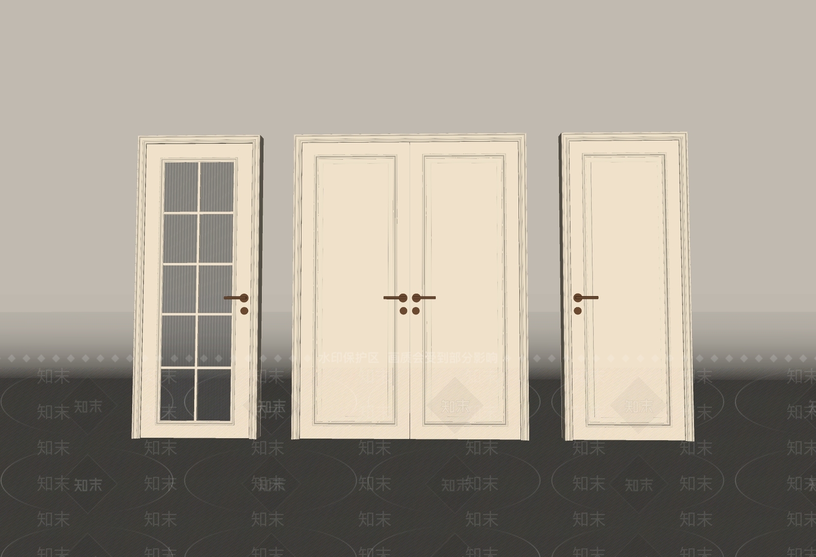 法式奶油双开门SU模型下载【ID:1191515664】