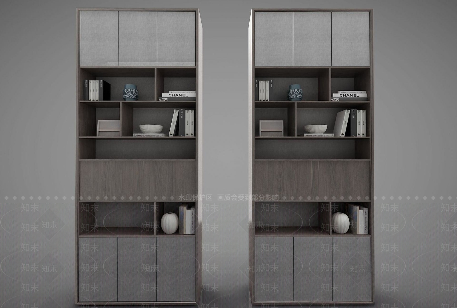 现代风格书柜3D模型下载【ID:1191519003】