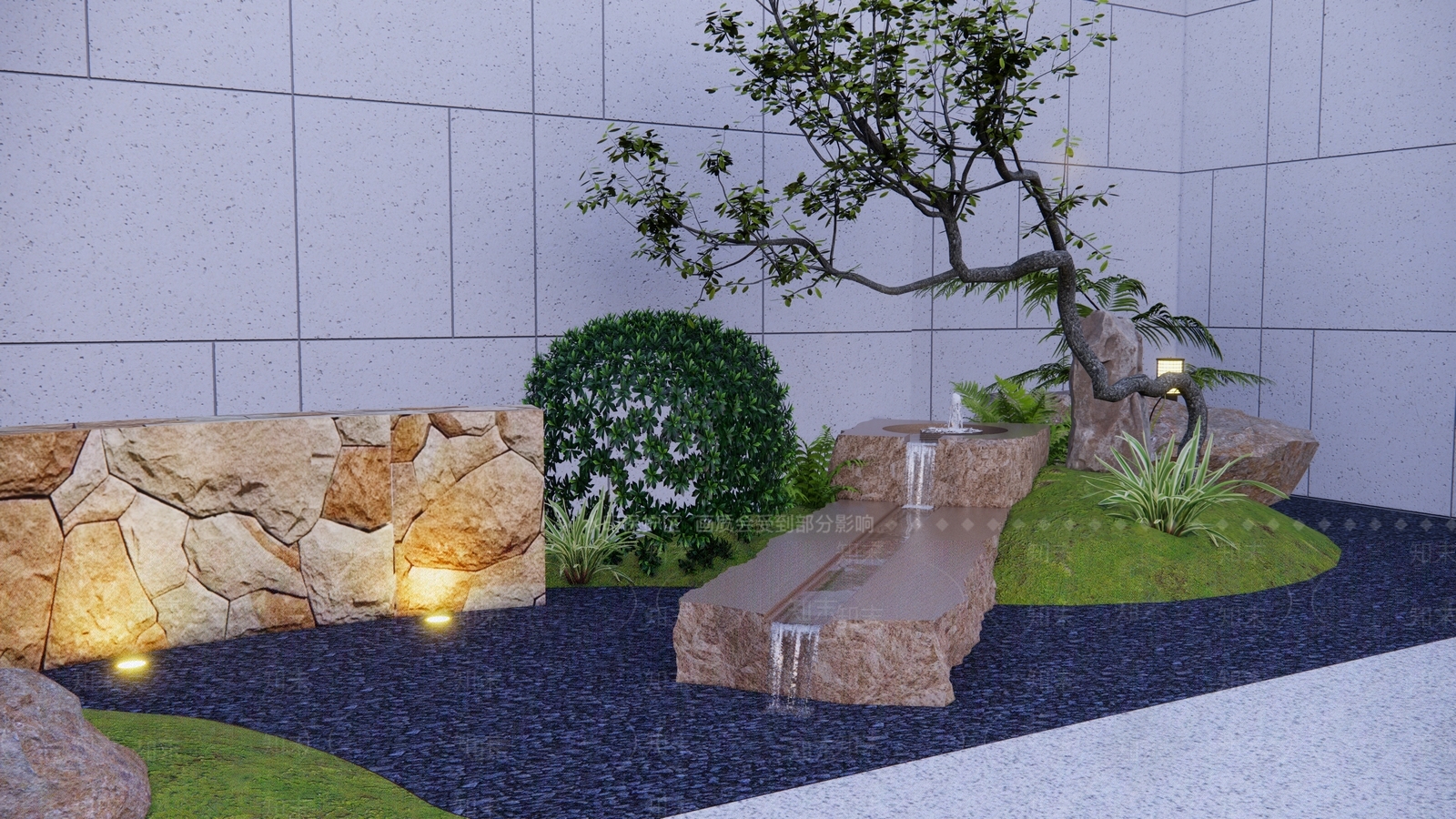 日式新中式庭院小品SU模型下载【ID:1191523003】