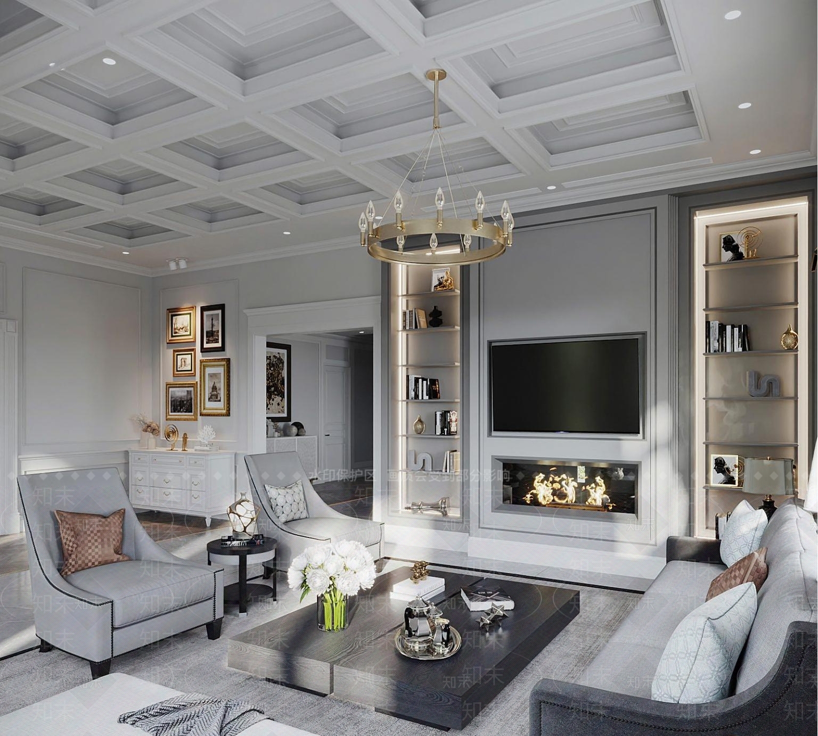 欧式简欧家居客厅3D模型下载【ID:1191524740】