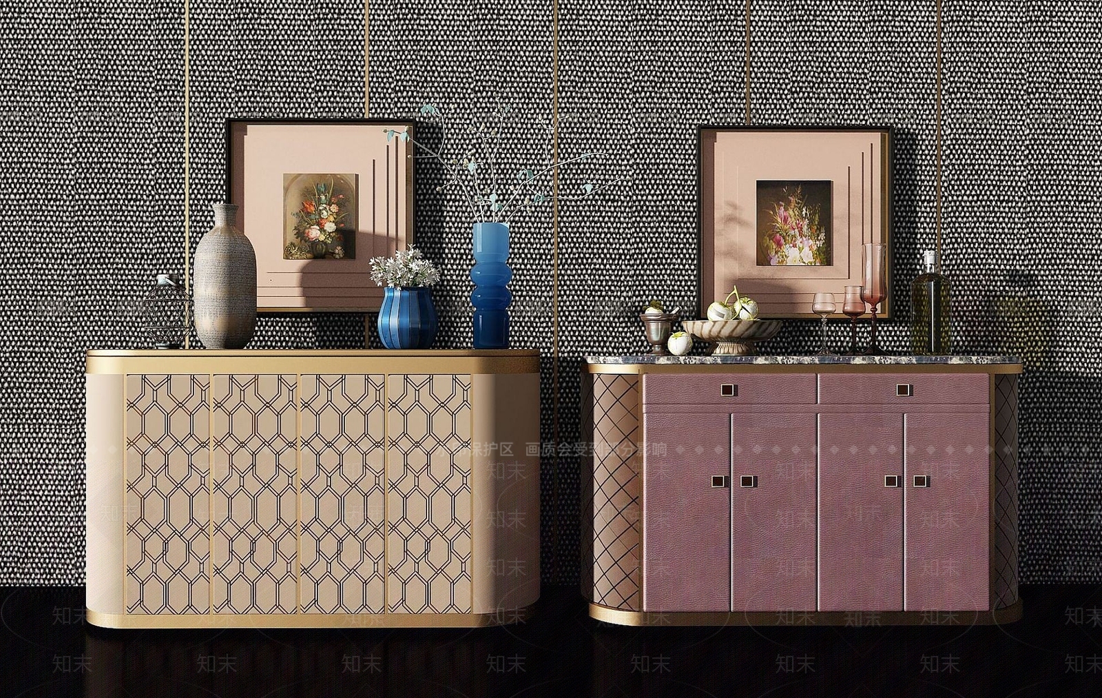 新中式现代简欧式柜3D模型下载【ID:1191524521】