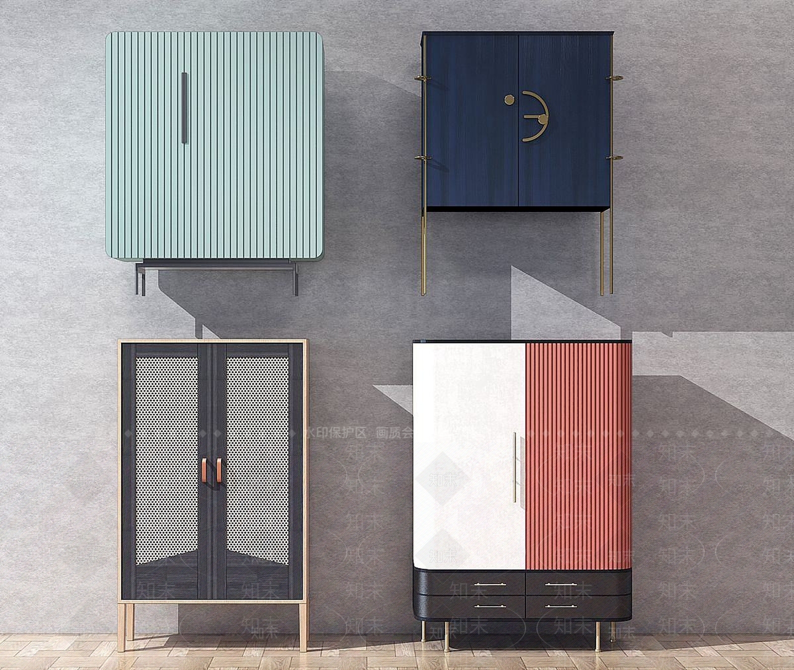 现代简欧轻奢边柜3D模型下载【ID:1191525676】