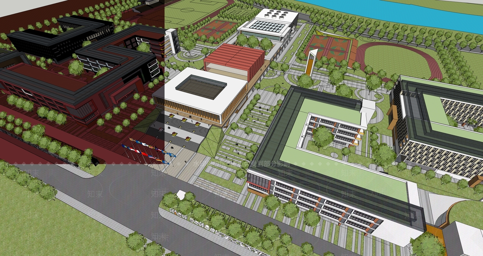 现代学校建筑SU模型下载【ID:1191526893】