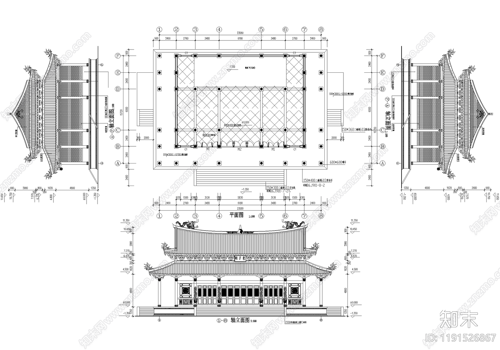 寺庙施工图下载【ID:1191526867】