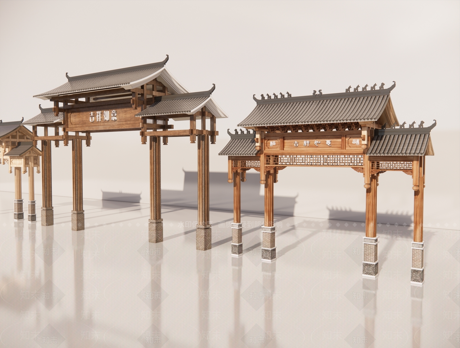 现代新中式牌楼牌坊3D模型下载【ID:1191528548】