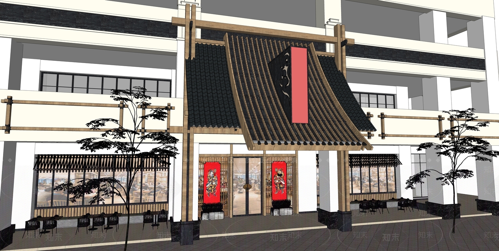 日式禅意日料店SU模型下载【ID:1191528977】