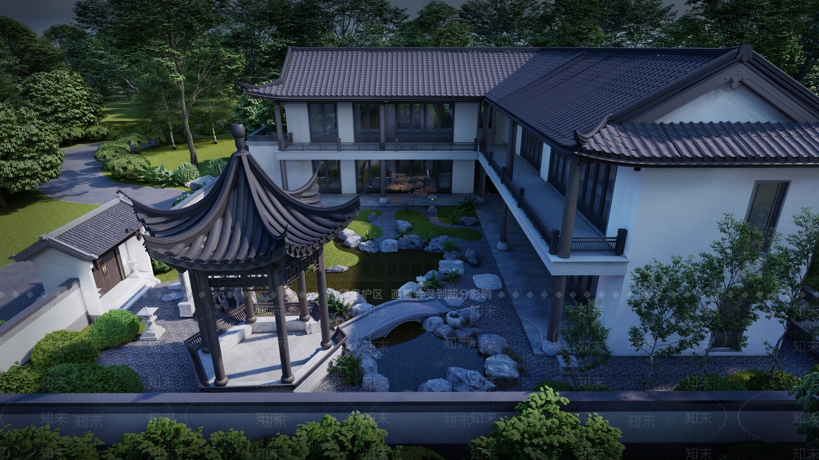 中式别墅SU模型下载【ID:1191548933】