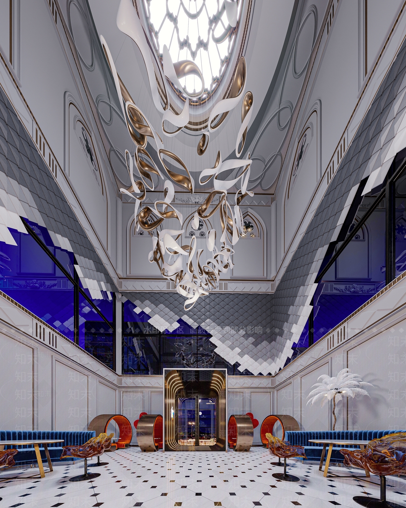 法式轻奢西餐厅3D模型下载【ID:1191530930】