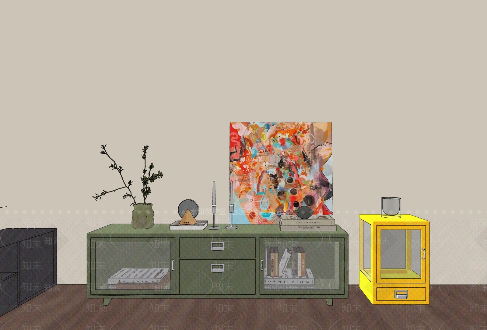 现代极简斗柜SU模型下载【ID:1191536005】