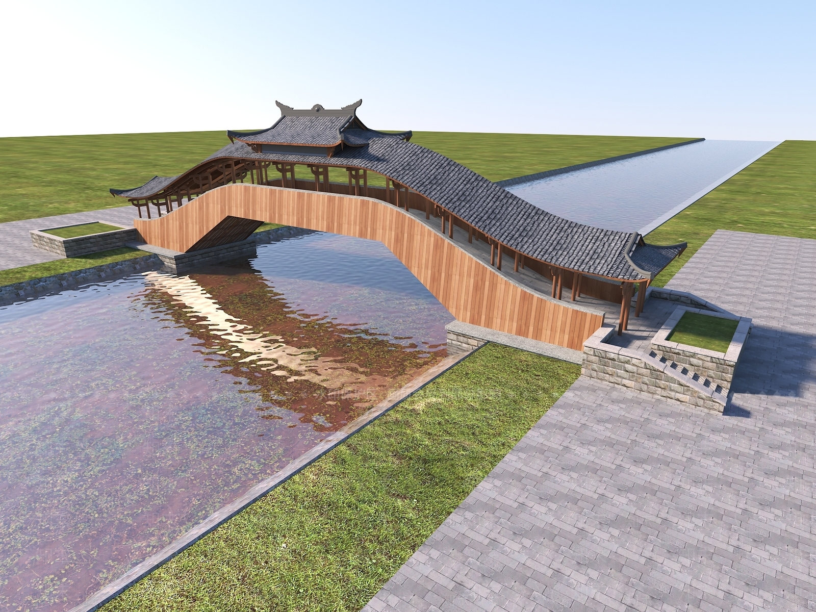 新中式中式景观桥SU模型下载【ID:1191545932】