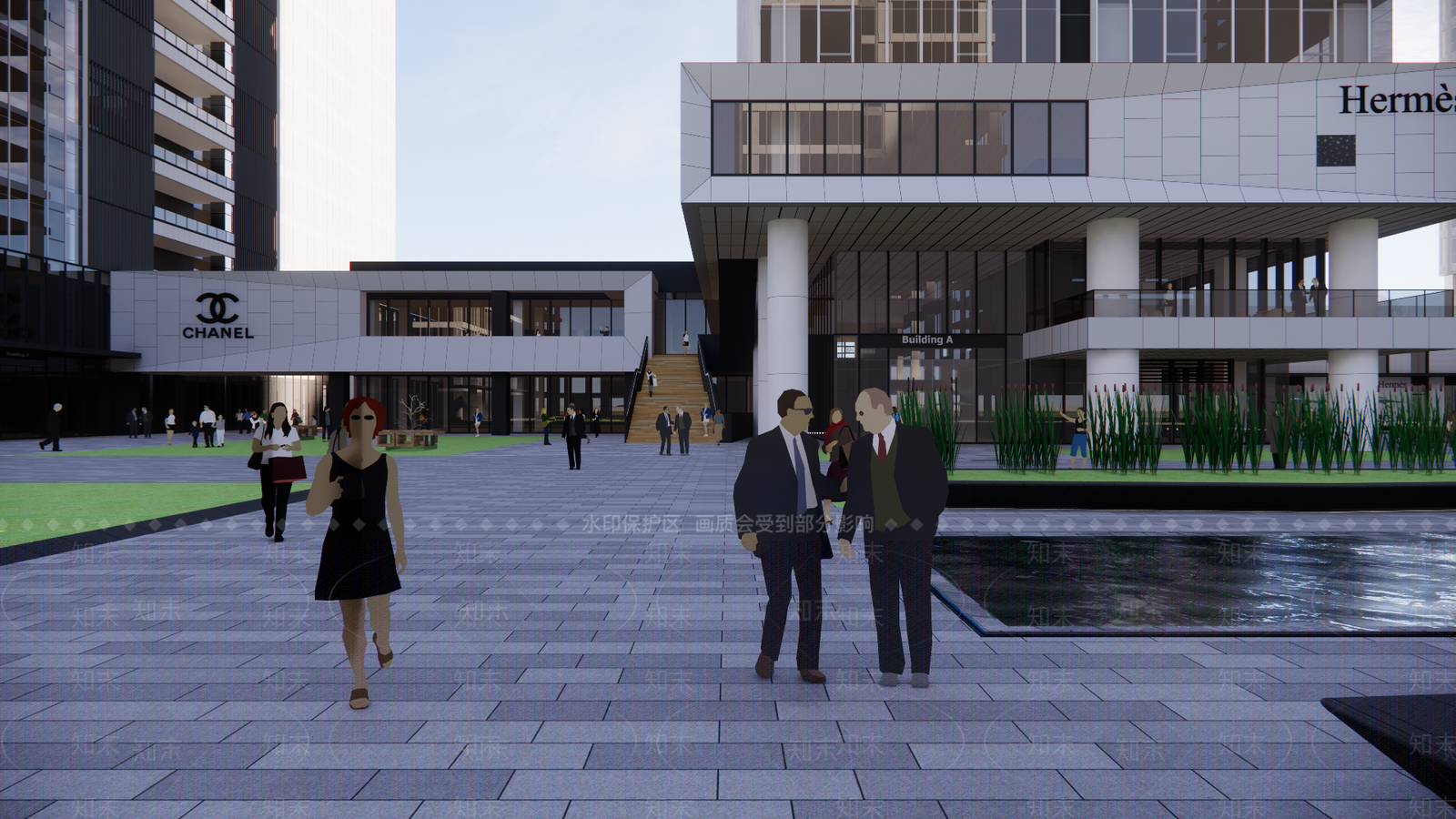 现代极简办公楼SU模型下载【ID:1191552250】