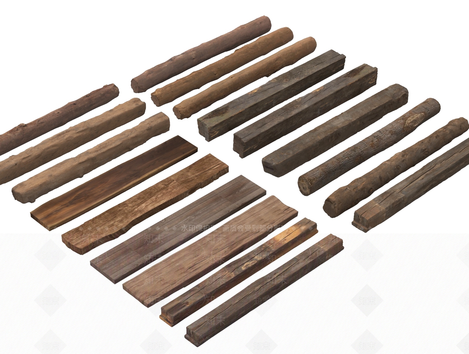 侘寂木头木板3D模型下载【ID:1191554029】