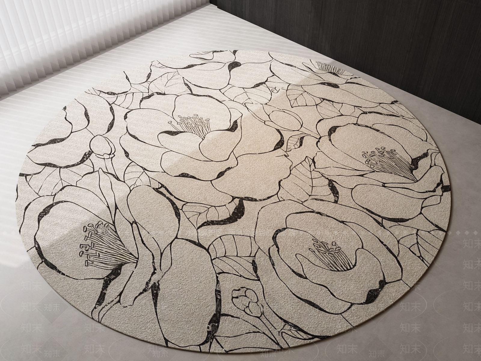 现代中古圆形地毯SU模型下载【ID:1191557083】