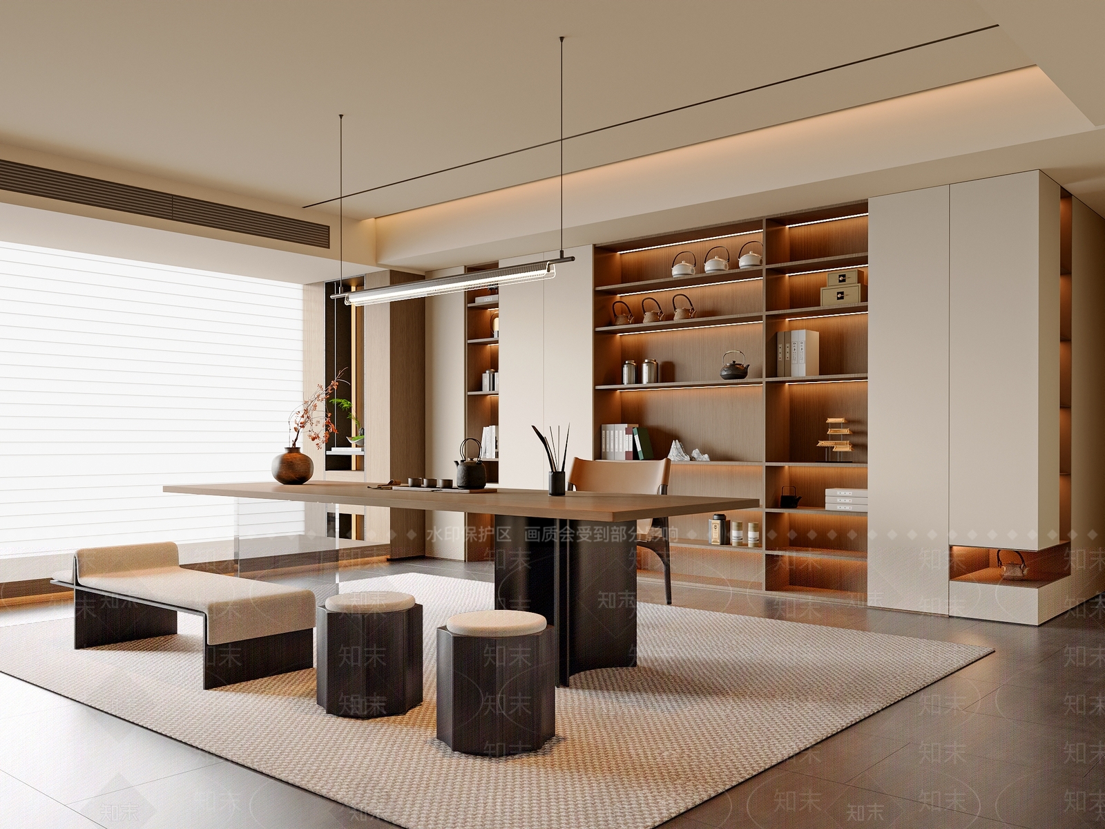 新中式中式茶室SU模型下载【ID:1191557507】