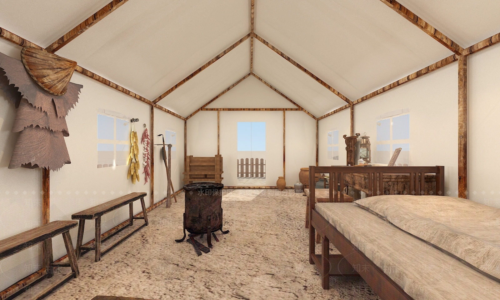复古民宿3D模型下载【ID:1191560695】