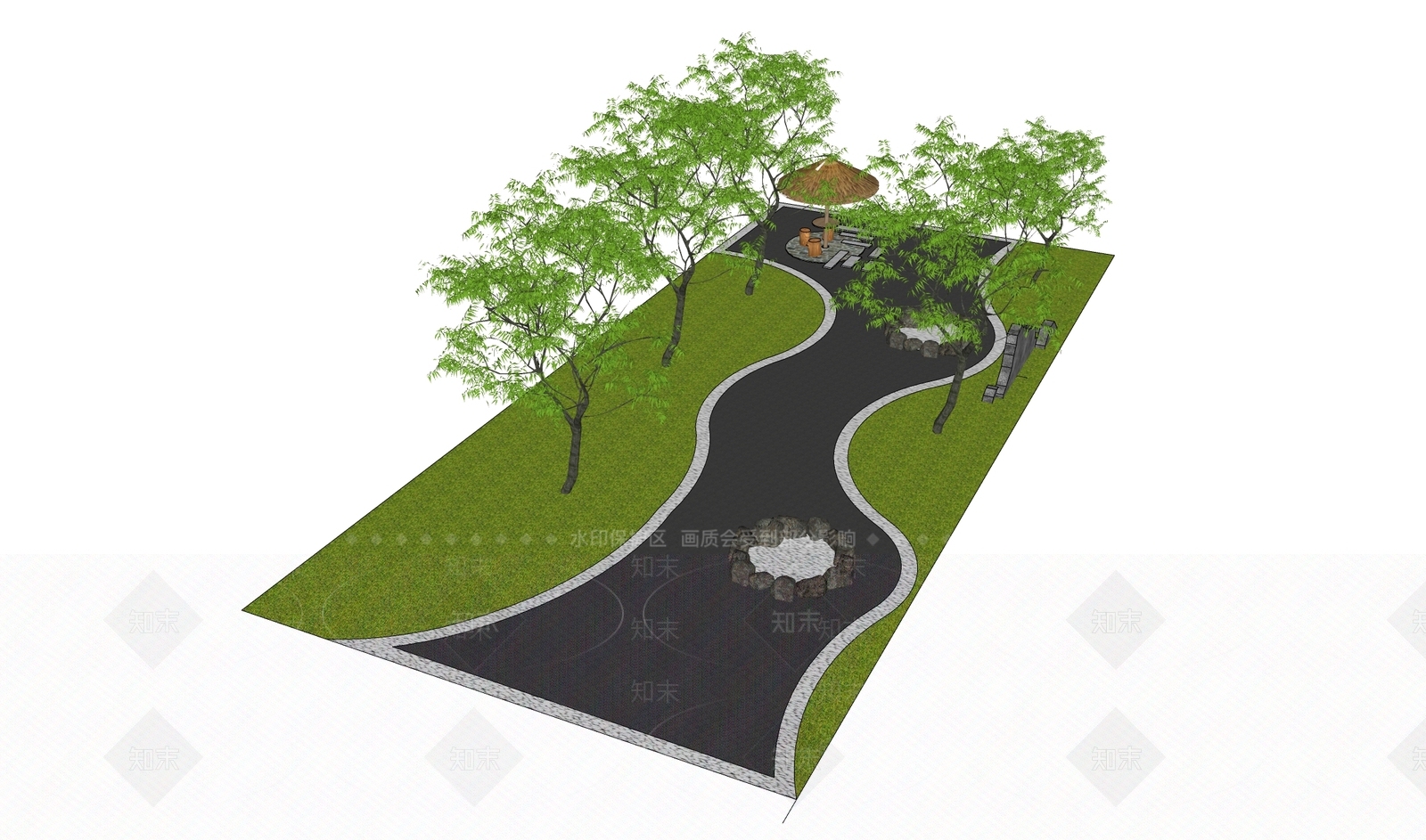 现代别墅庭院SU模型下载【ID:1191562648】