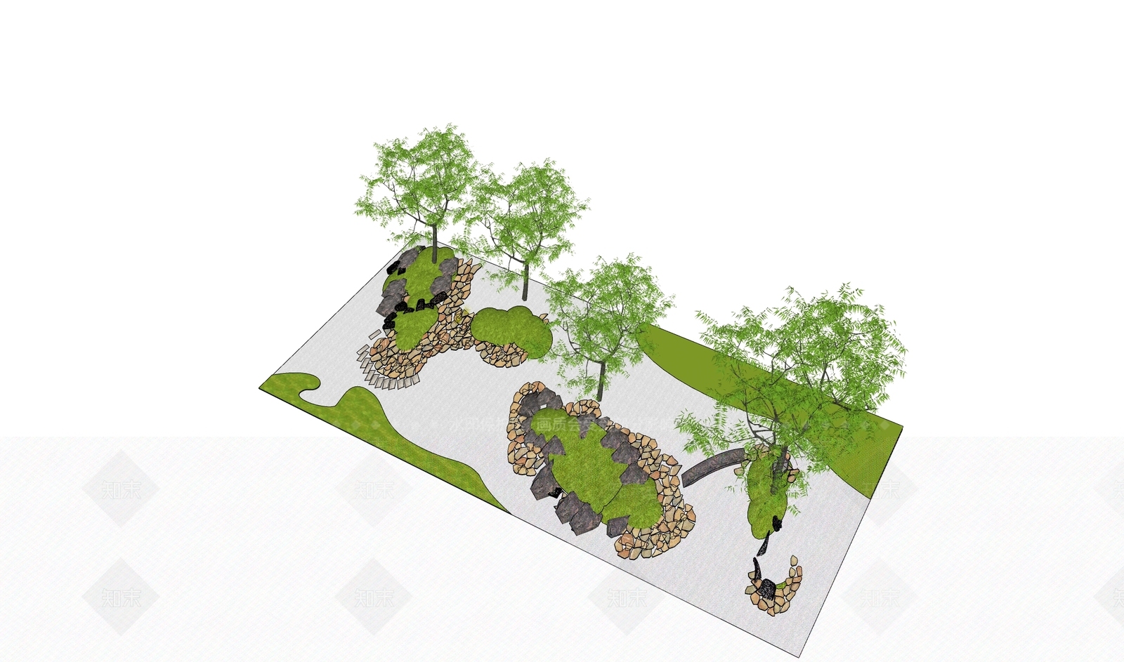 现代屋顶花园SU模型下载【ID:1191563047】