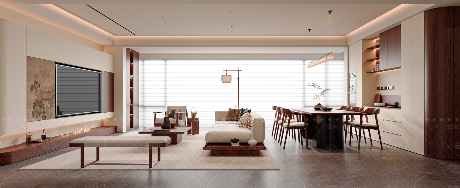 新中式中式宋式客餐厅3D模型下载【ID:1191564411】