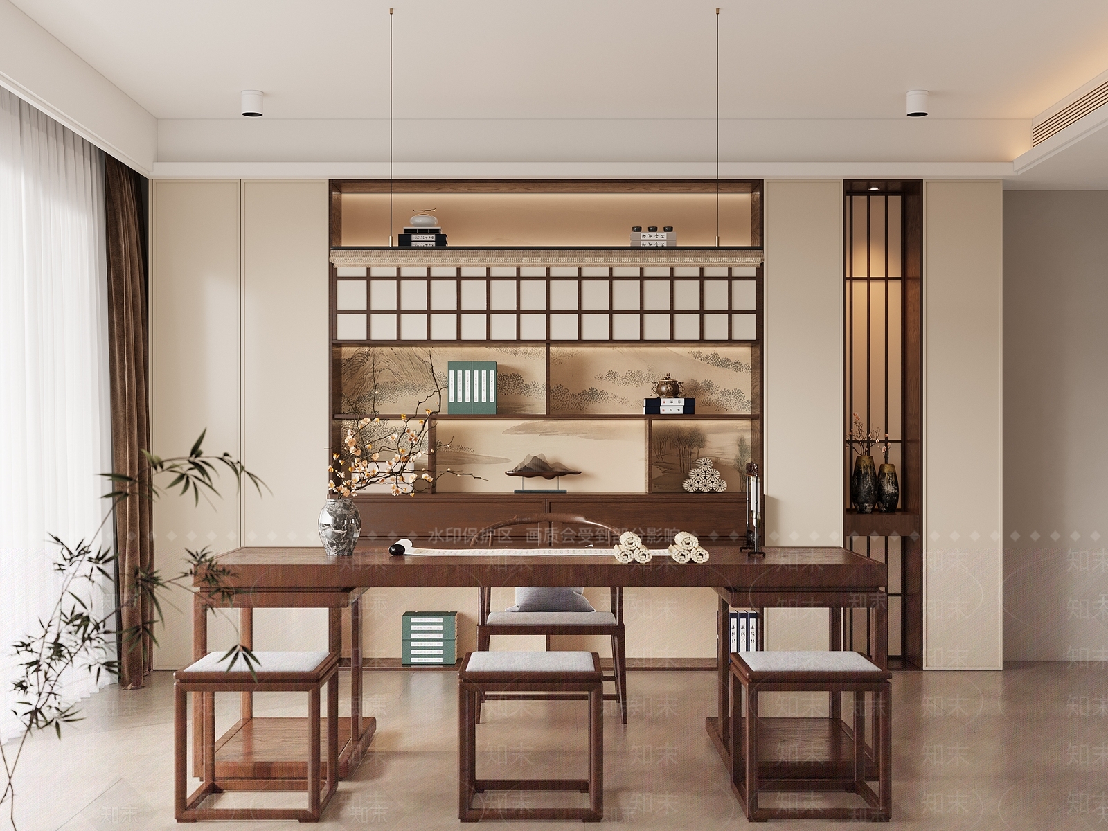 新中式宋式书房3D模型下载【ID:1191566753】