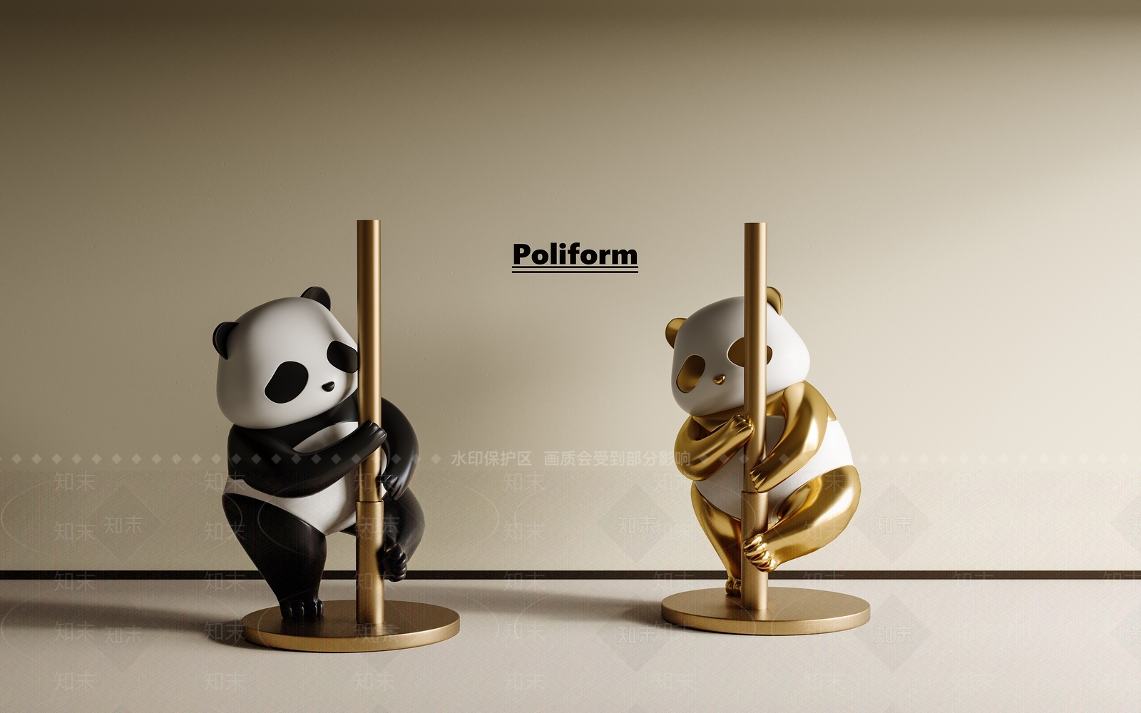 现代新中式雕塑摆件3D模型下载【ID:1191569101】