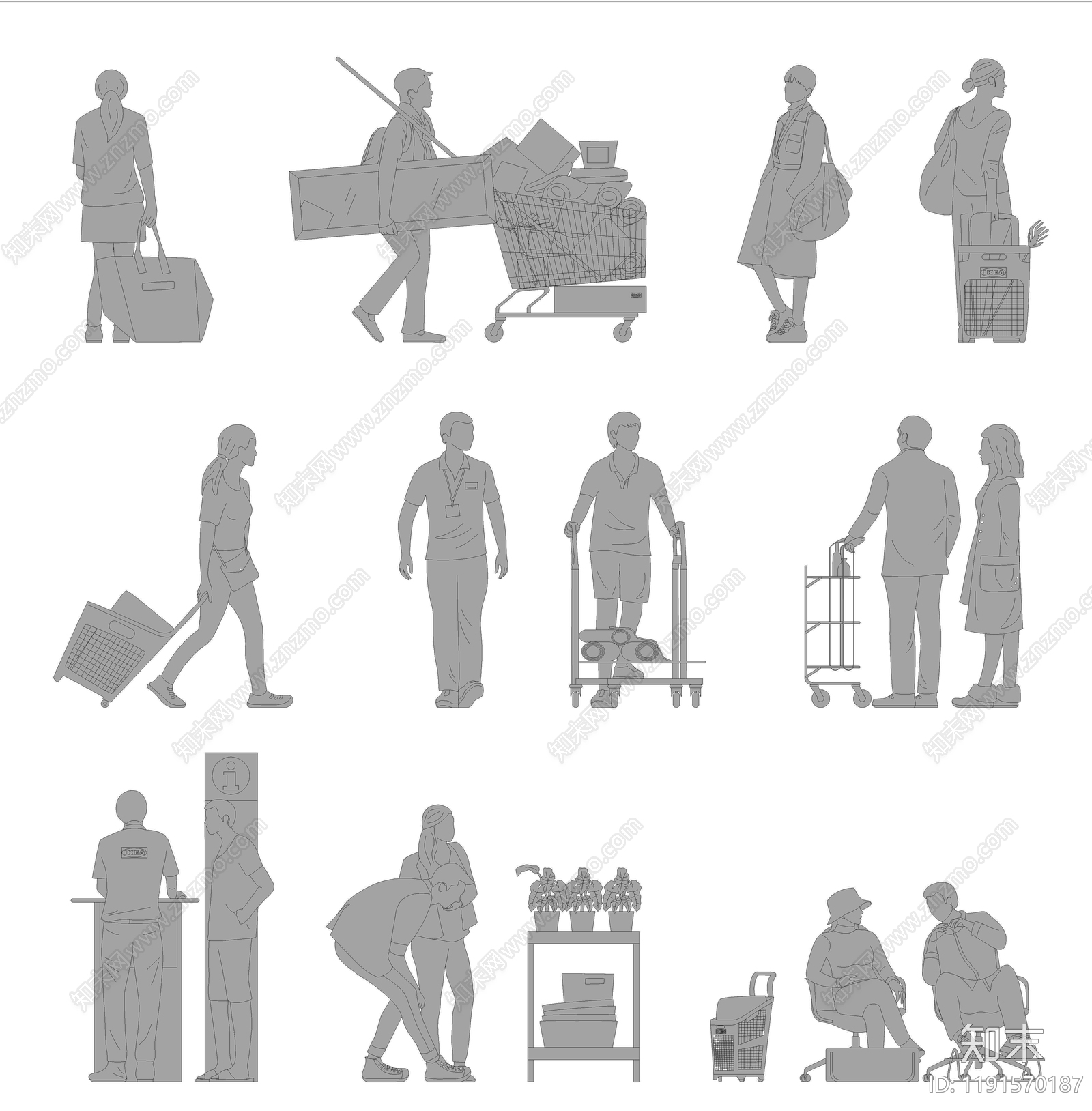 现代人物cad施工图下载【ID:1191570187】