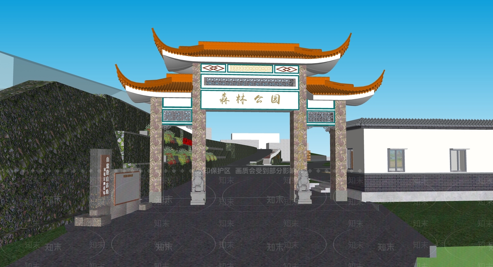 中式新中式古建筑SU模型下载【ID:1191571558】