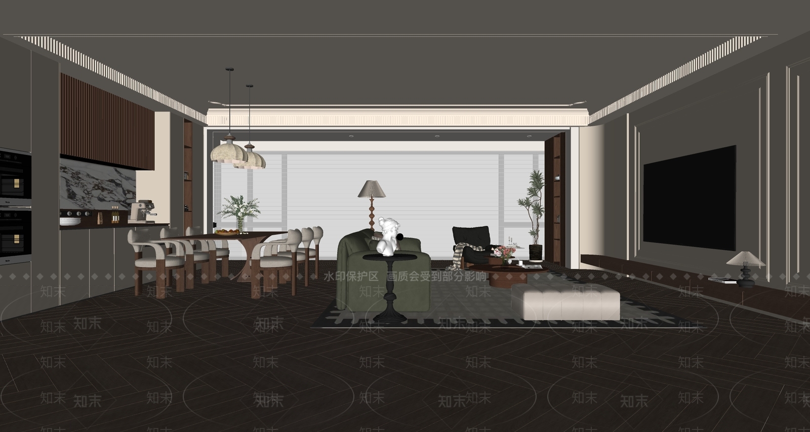 法式中古客餐厅SU模型下载【ID:1191571629】