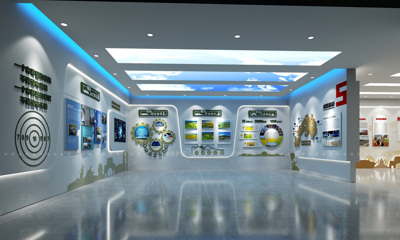 现代简约党建展厅3D模型下载【ID:1191572500】