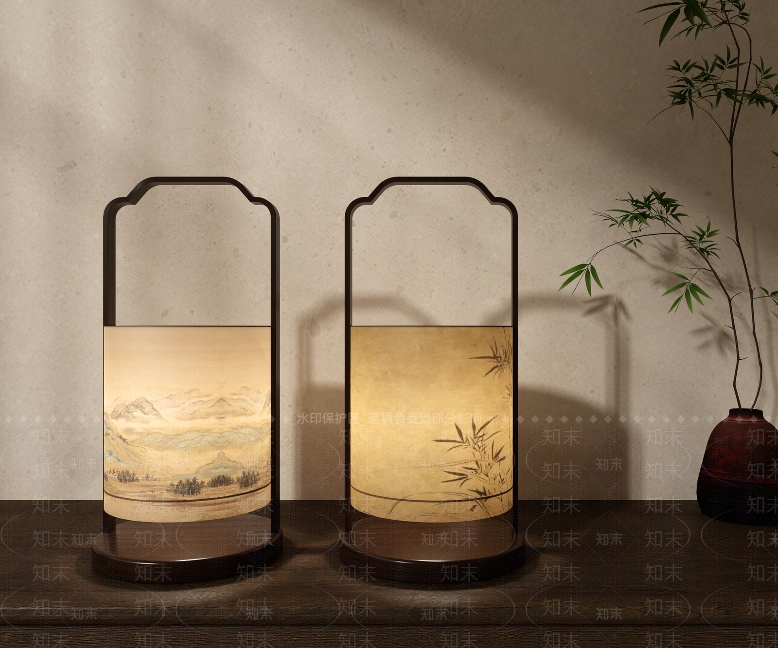新中式台灯3D模型下载【ID:1191574940】