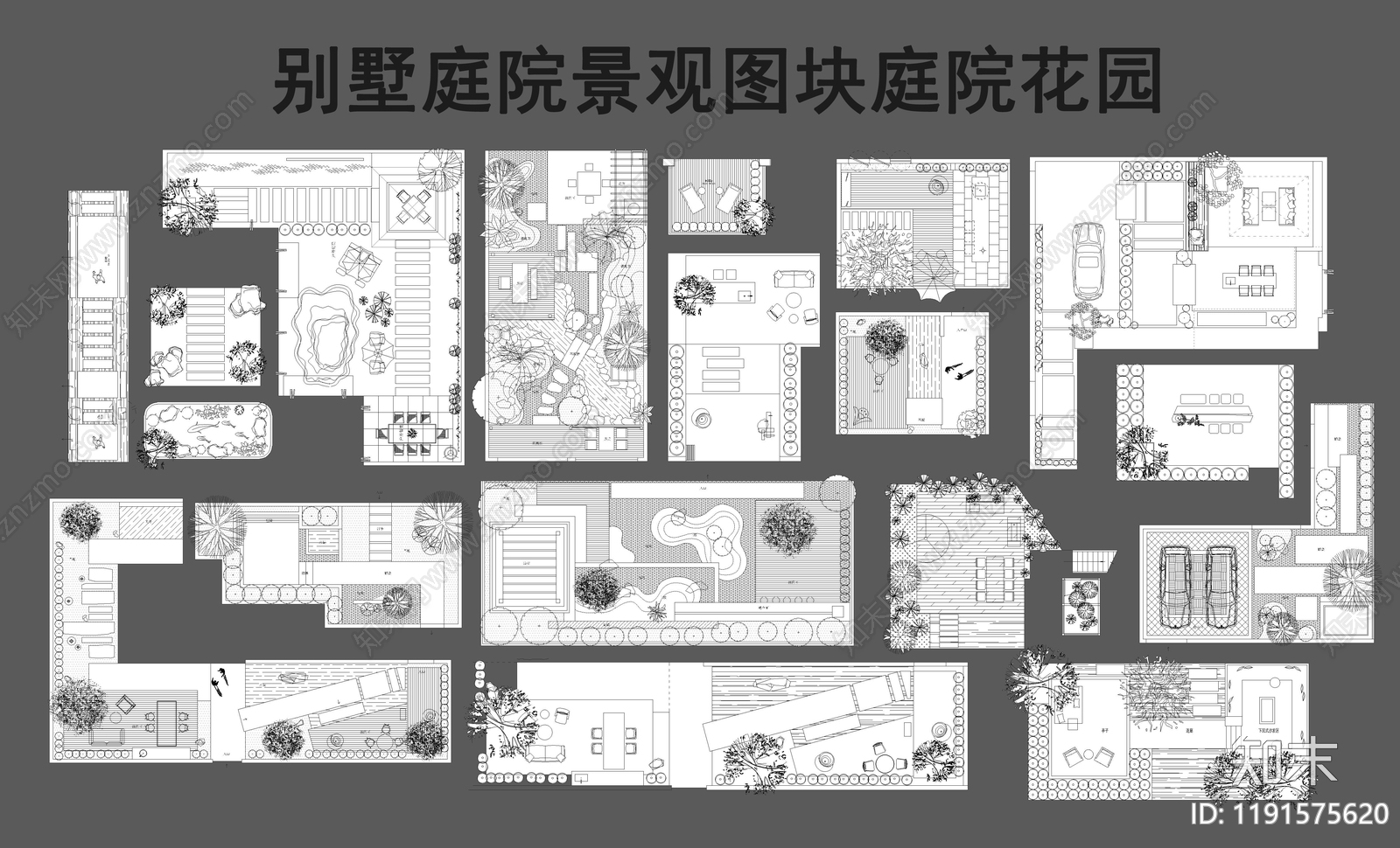 现代庭院施工图下载【ID:1191575620】