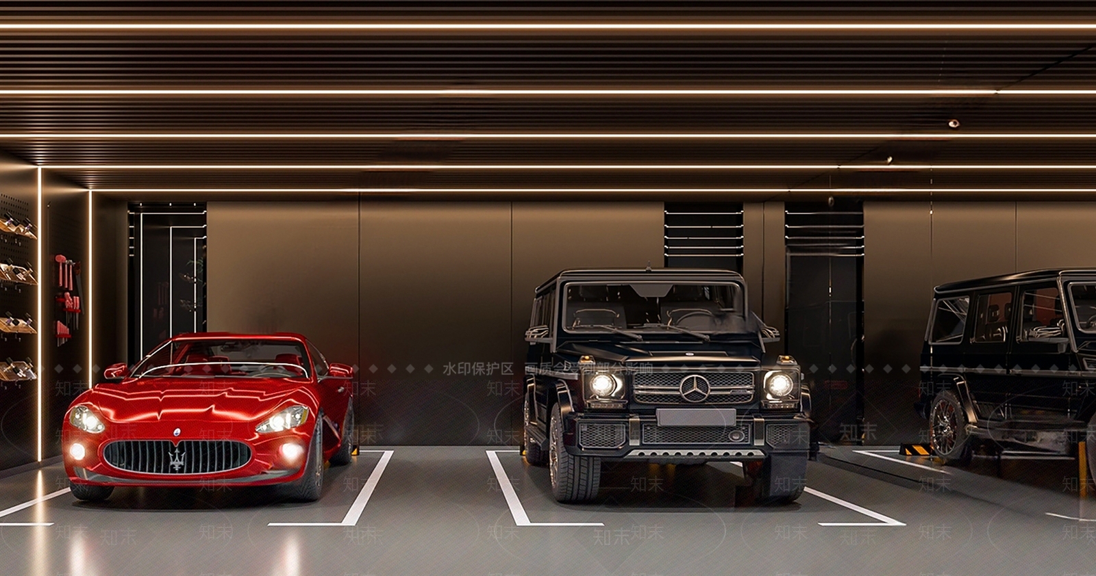 现代停车场SU模型下载【ID:1191577929】