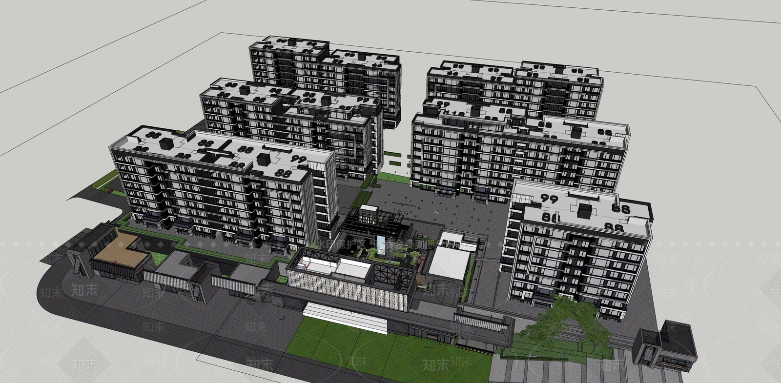 简约轻奢多层住宅SU模型下载【ID:1191591212】