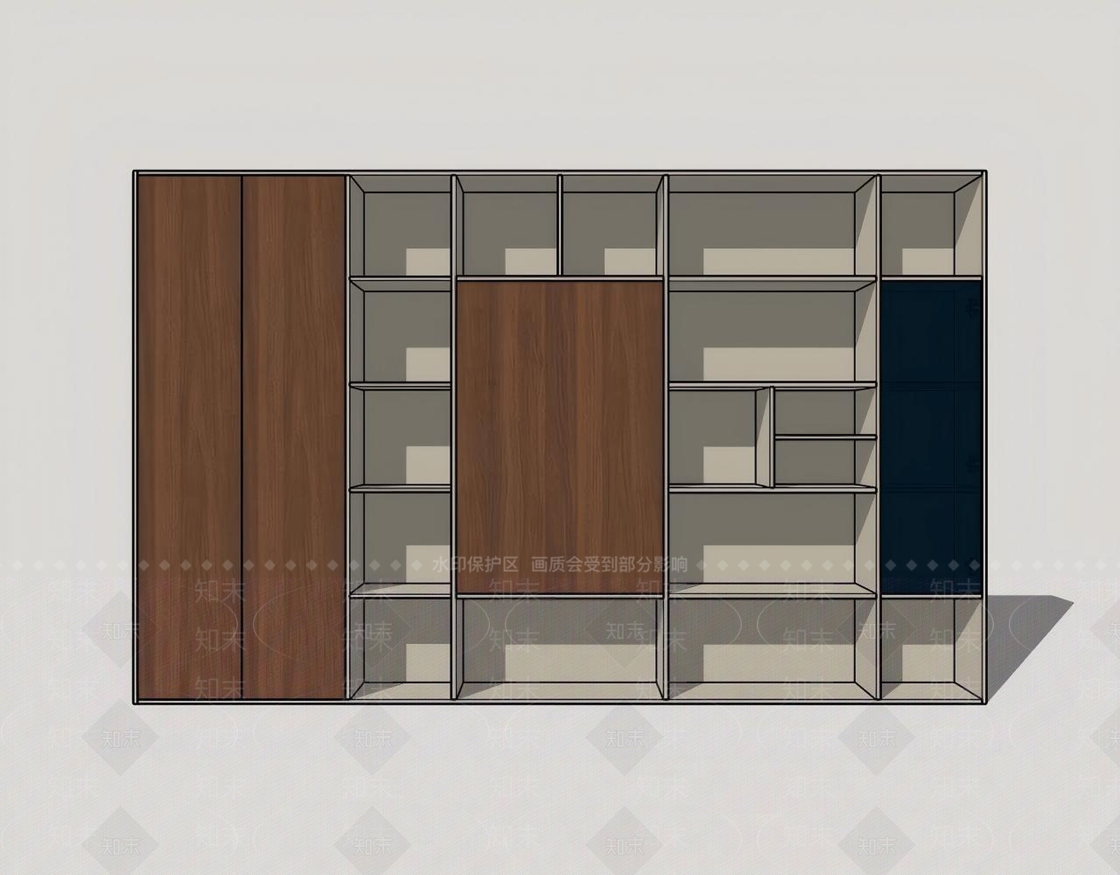 现代书柜SU模型下载【ID:1191580339】