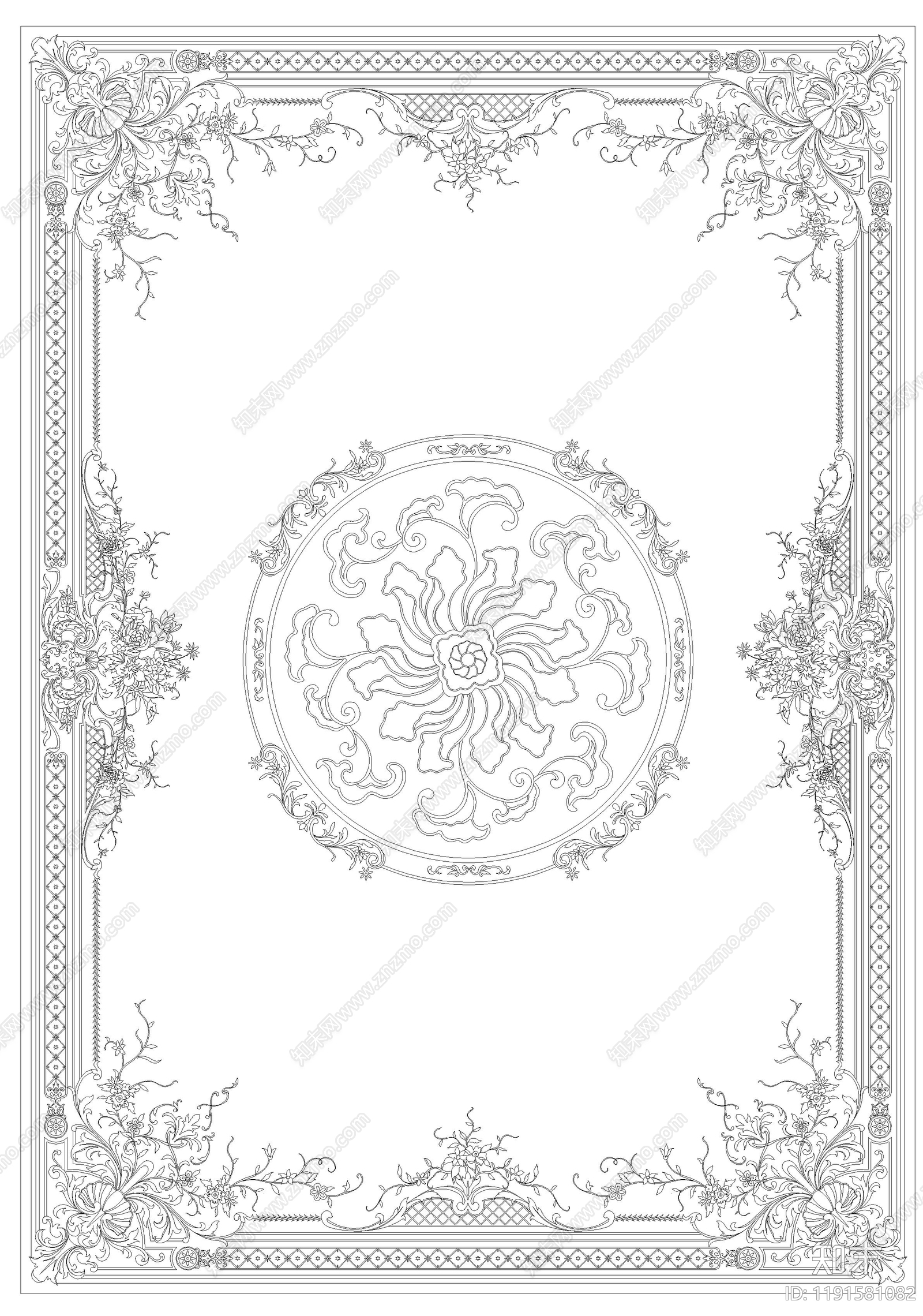 法式欧式地面拼花cad施工图下载【ID:1191581082】
