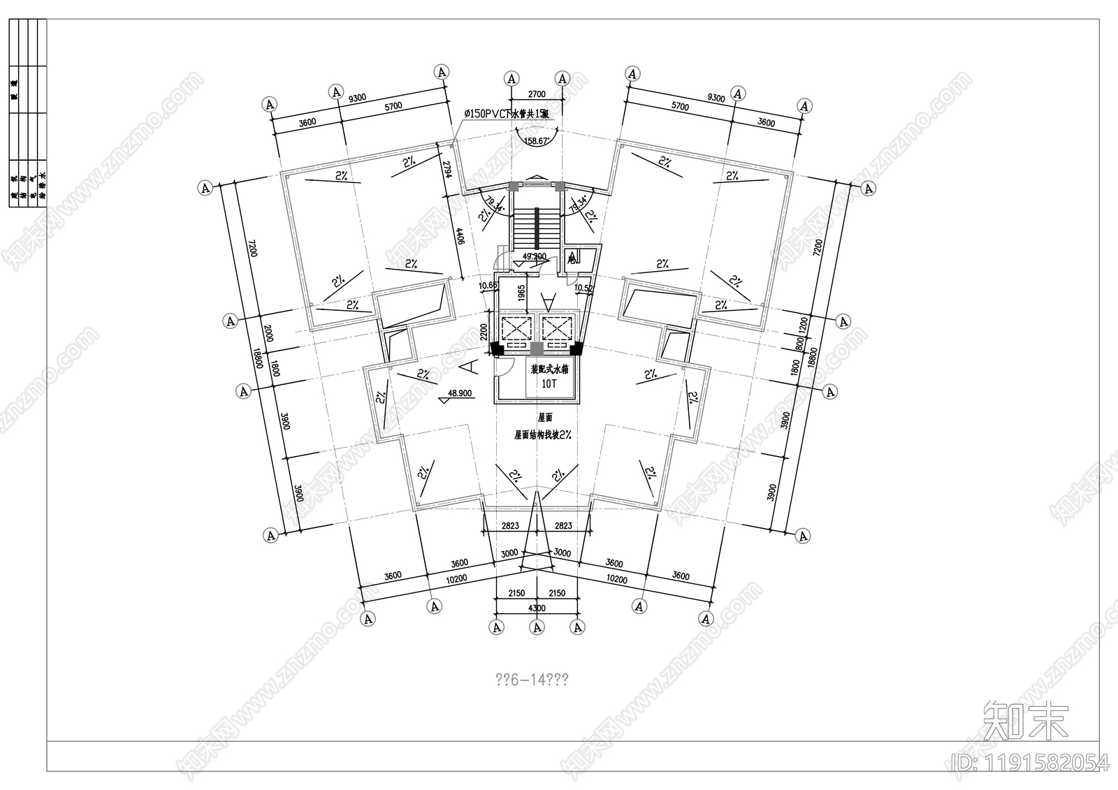 现代住宅楼建筑cad施工图下载【ID:1191582054】