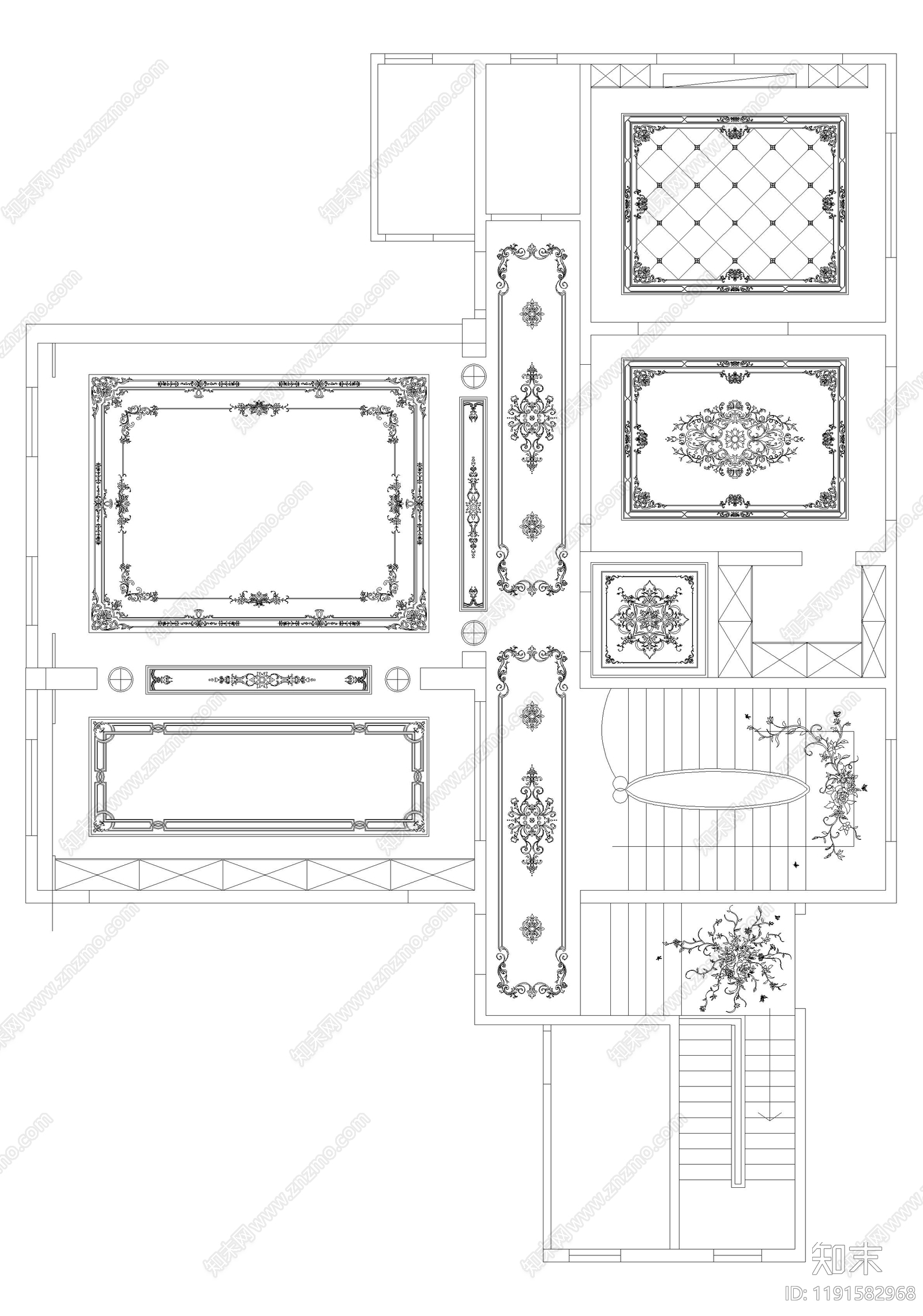 法式欧式地面拼花施工图下载【ID:1191582968】