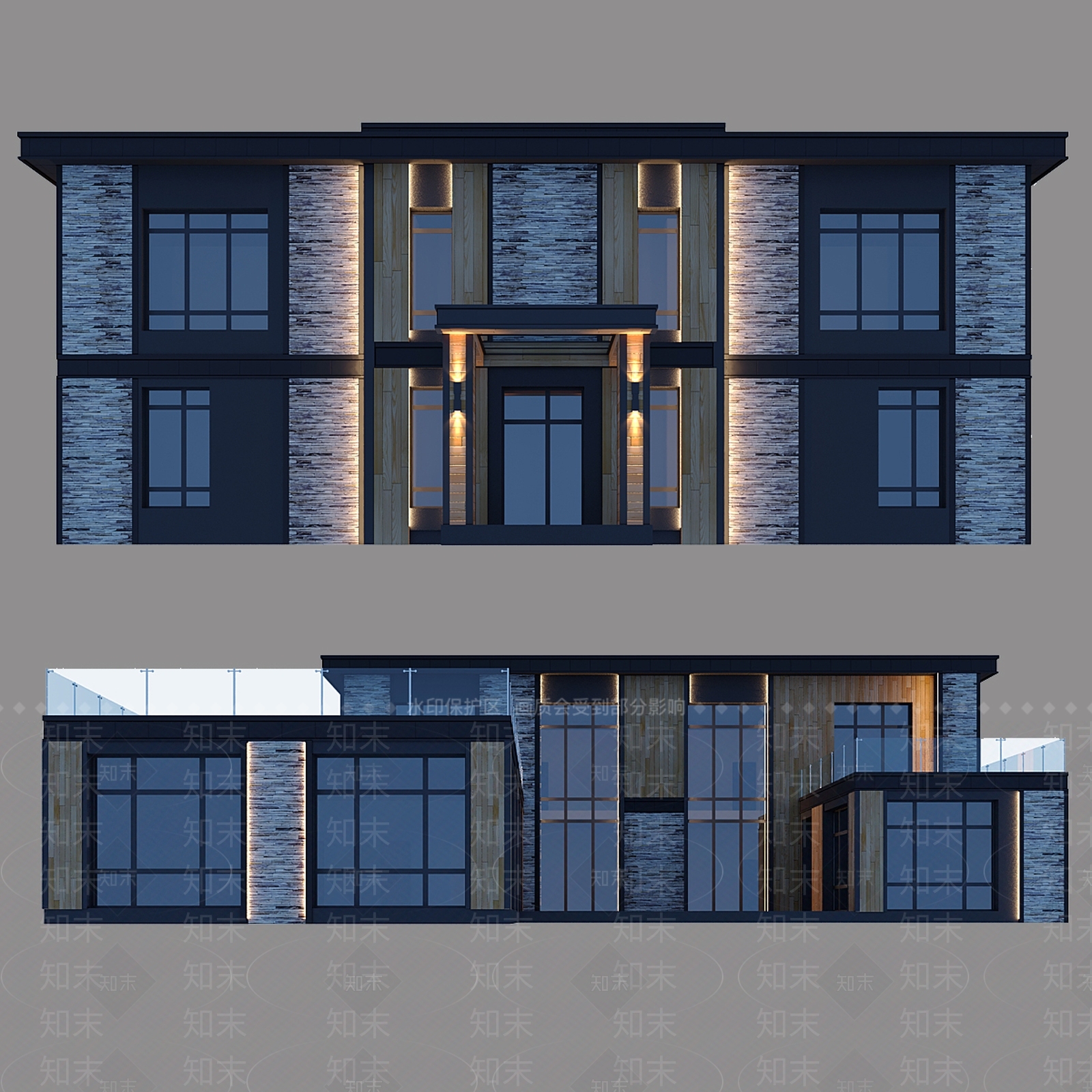 现代意式别墅外观3D模型下载【ID:1191586368】