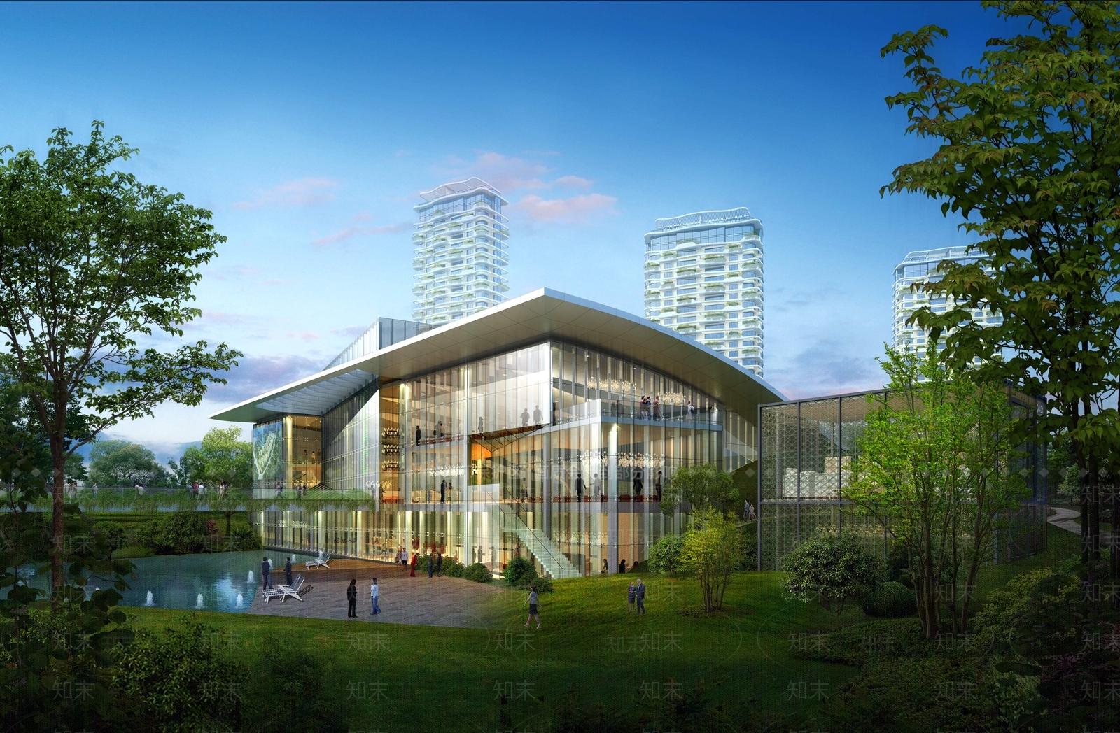 现代简约售楼处建筑SU模型下载【ID:1191588496】