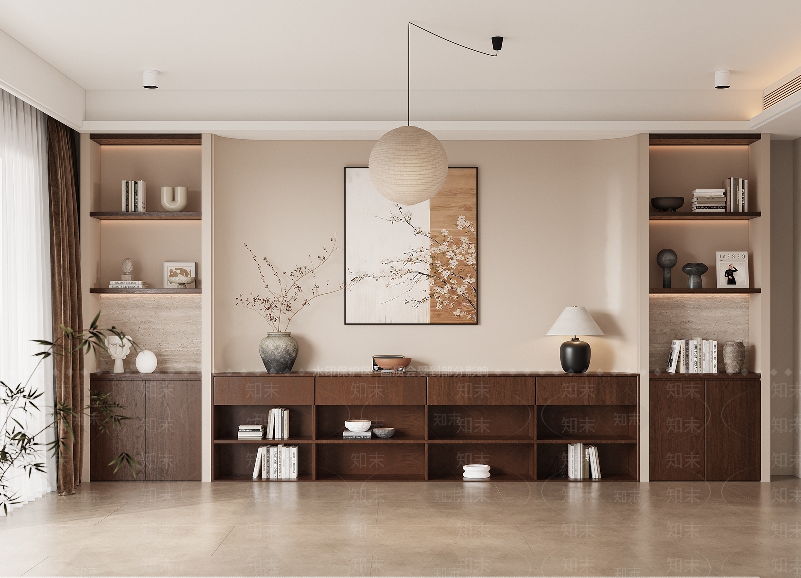 新中式书柜3D模型下载【ID:1191594626】