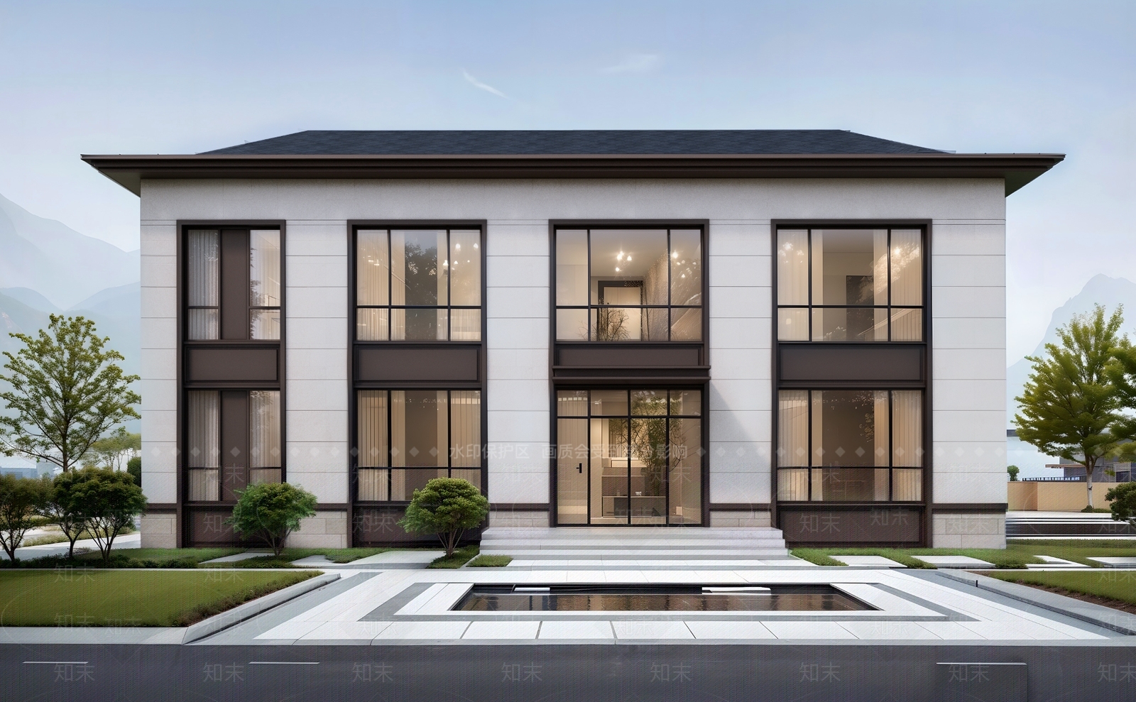 新中式中式办公楼SU模型下载【ID:1191596924】