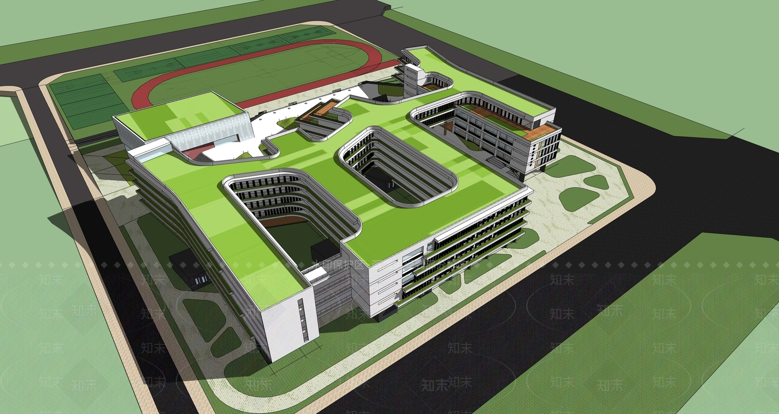 现代学校建筑SU模型下载【ID:1191598582】