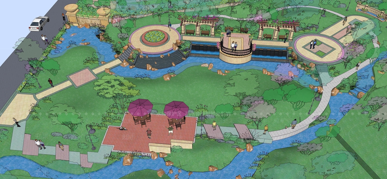 欧式别墅庭院SU模型下载【ID:1191598753】