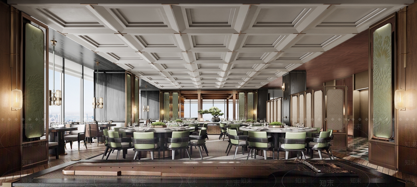 现代轻奢酒店餐厅3D模型下载【ID:1191600015】