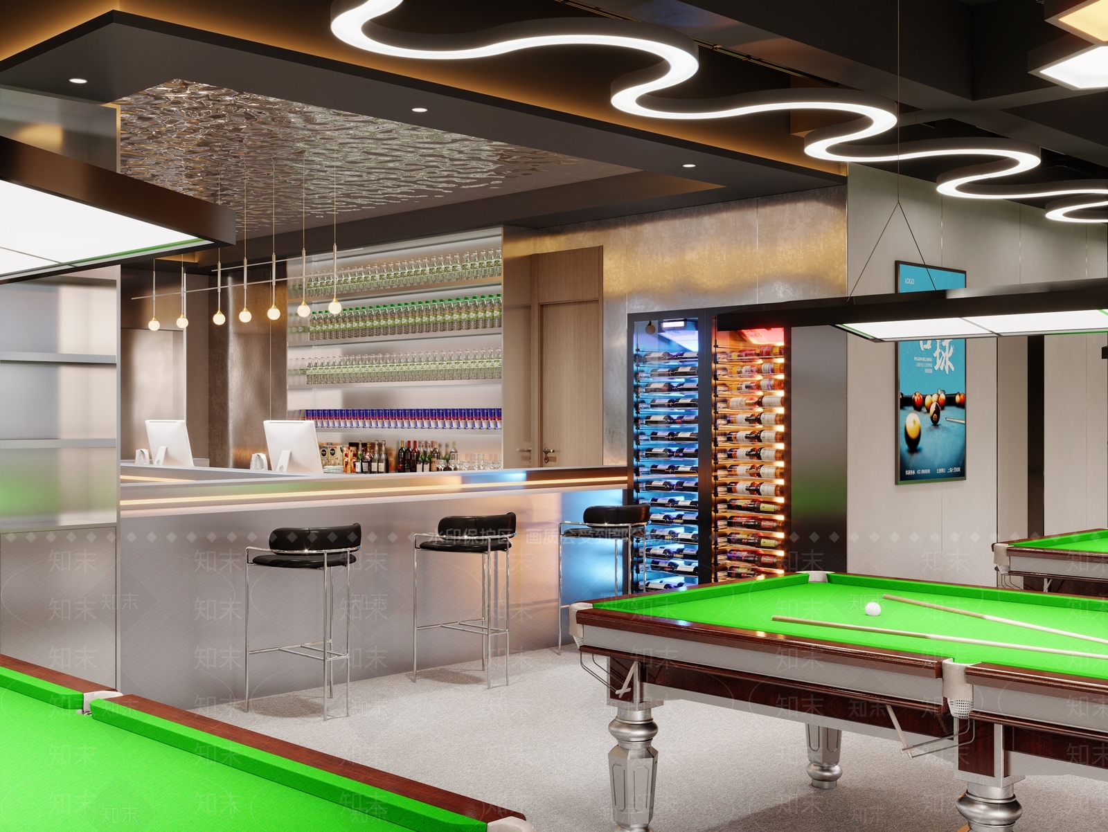 现代台球室3D模型下载【ID:1191606007】