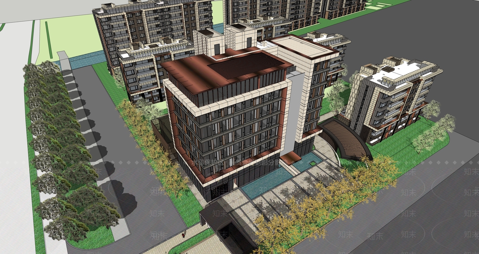 现代新中式多层住宅SU模型下载【ID:1191605959】