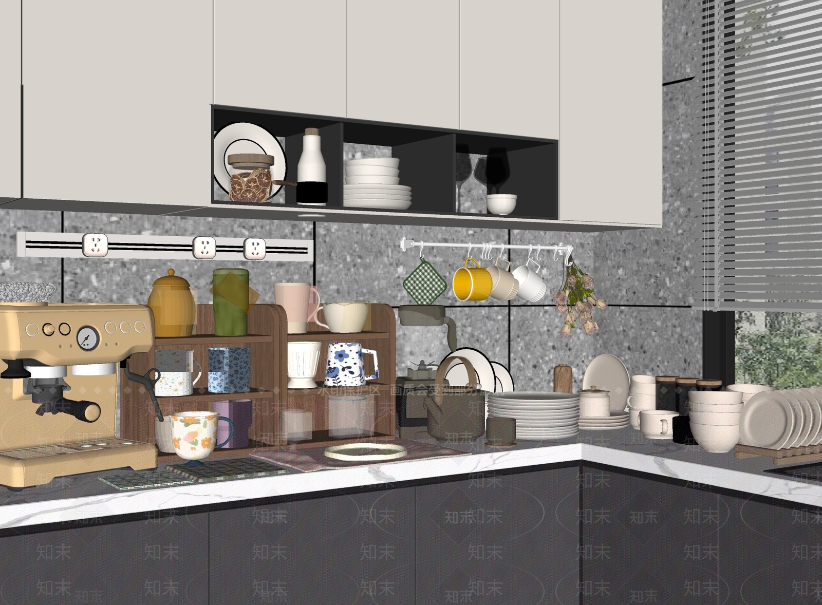 厨房用品组合SU模型下载【ID:1191607372】