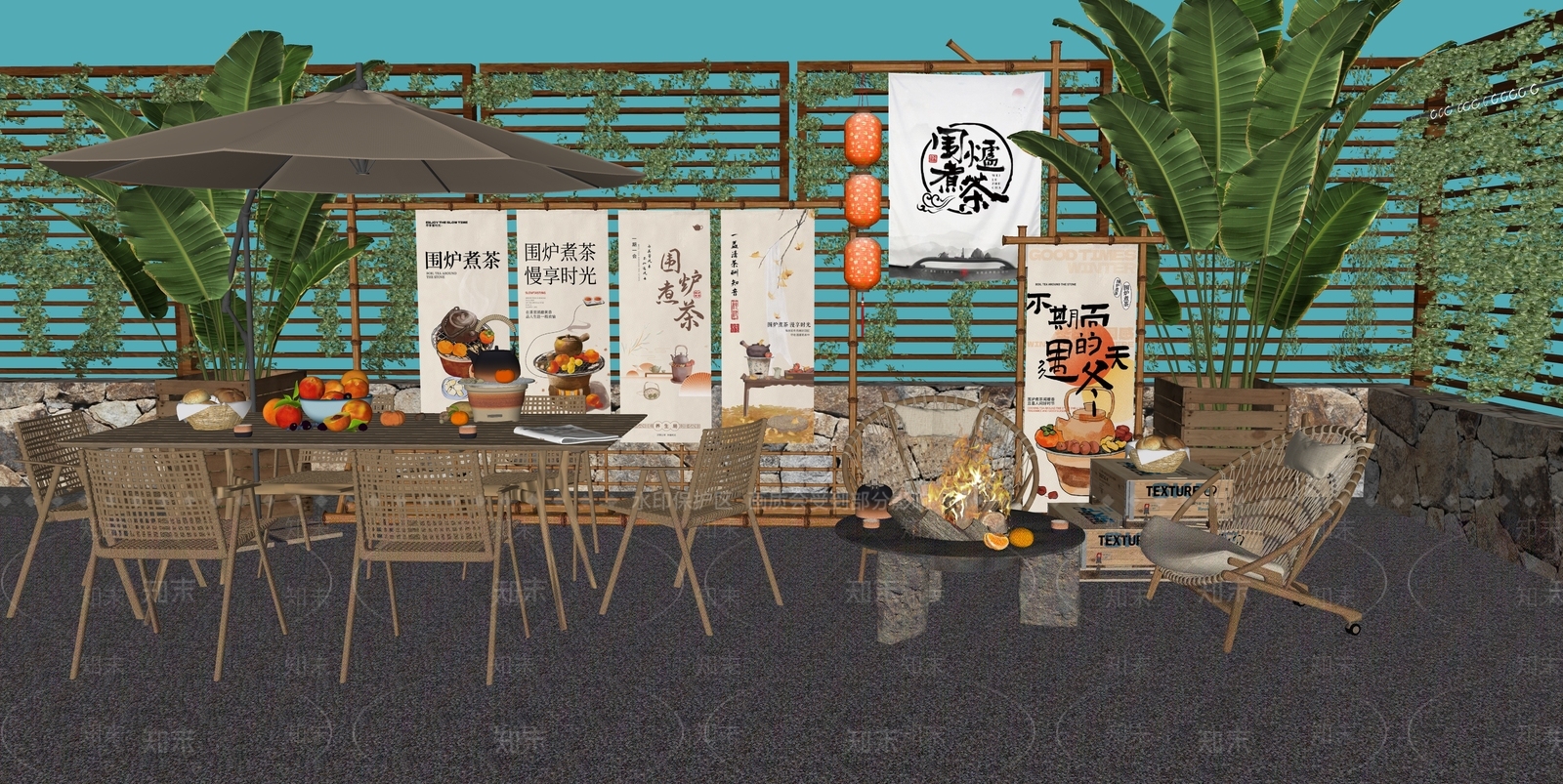 现代庭院小品SU模型下载【ID:1191608694】