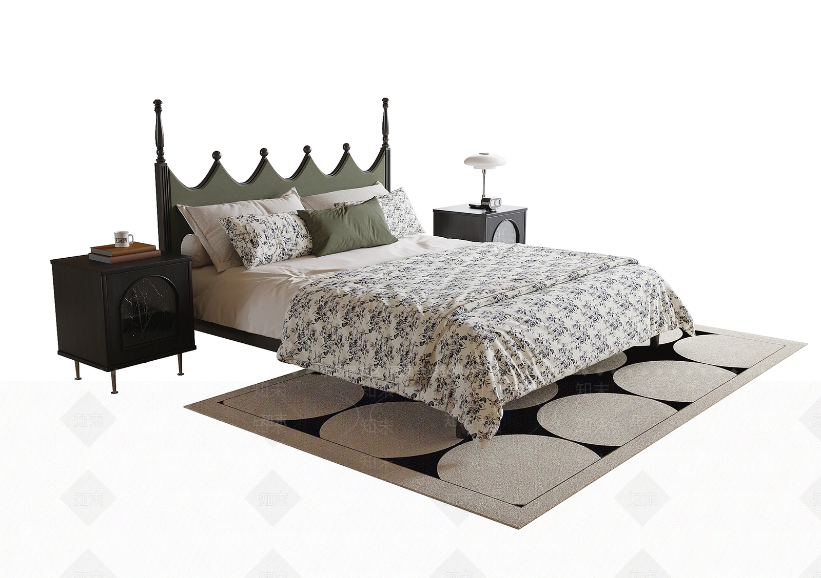 法式美式双人床3D模型下载【ID:1191610118】