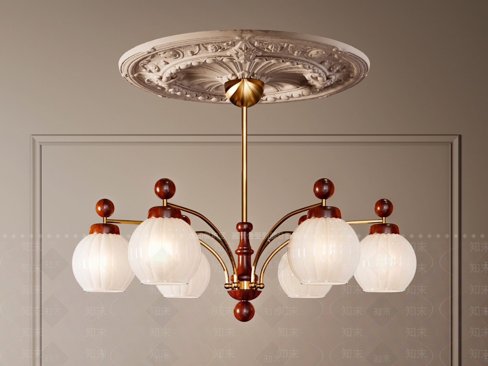 法式复古客厅吊灯3D模型下载【ID:1191611973】
